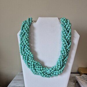 NIB Braided Acrylic Turquiose Bead Necklace